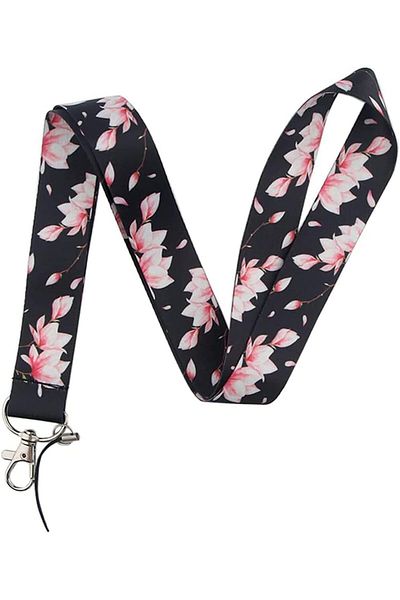 erorex Sakura Cherry Blossom Lanyard Soft Fabric Neck Strap For Keychain Id Badge Wallet Cell Phone