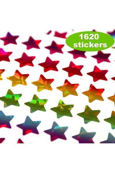 erorex 30 Pcs Sparkly Stickers Glitter Foil Heart Stickers Sparkly Round Stickers Star Stickers For Kids