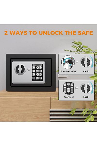 erorex صندوق أمان منزلي آمن، صندوق أمان رقمي للأموال مزود برمز مرور ومفاتيح، صندوق أمان للاستخدام المنزلي أو التجاري