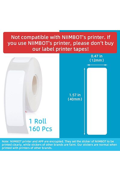 erorex 640 Pieces Label Printer Tape 12 X 40 Mm Laminated Labeling Stickers Replacement Compatible With