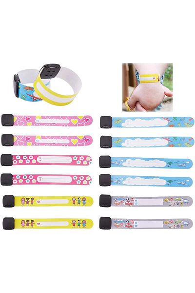 erorex Child Safety Id Wristbands 12Pcs Reusable And Waterproof Id Bracelets For Kids Anti Lost Child