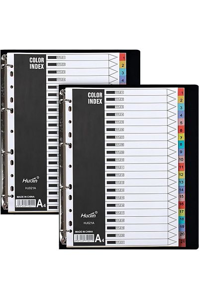 erorex 2 Pack File Dividers A4 21 Part Binder Dividers Folder Dividers Colored Subject Dividers Plastic