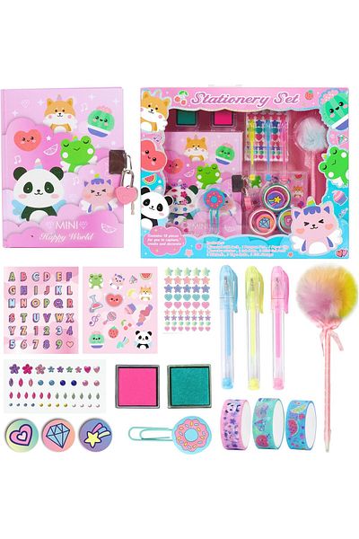 erorex Animal Diary For Girls With Lock And Keys Unicorn Stationery Set With Diary Stamps Stickers Pens