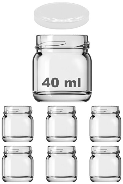 Afracam 40 ml Metal Beyaz Kapaklı 40 Cc Şeffaf Numune Cam Kavanoz Küçük 6 Adet