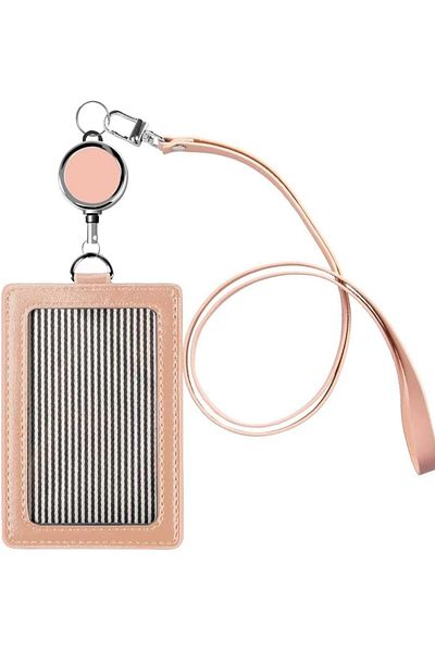 erorex Pu Leather Id Badge Card Holder Wallet Style Protective Case Vertical Id Card Case With Neck