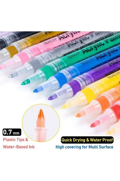 erorex Acrylic Paint Marker Pens 18 Colors Premium Waterproof Permanent Paint Art Marker Pen Set For Rock