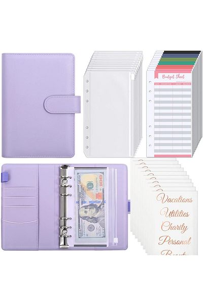 erorex 12 Pack Budget Binder With Zipper Money Saving Binder With Label Stickers 6 Ring Cash Money
