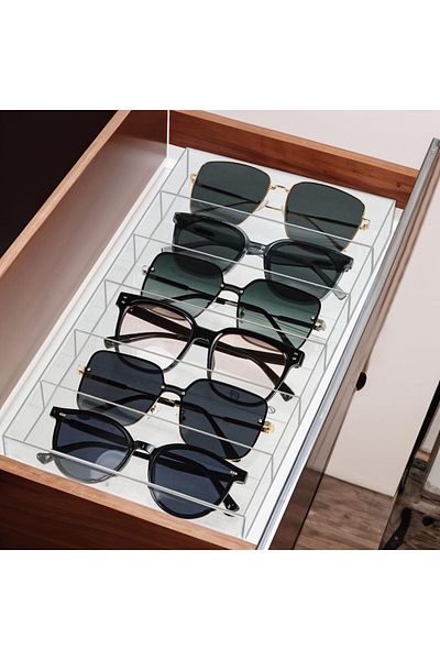 erorex Clear Drawer Organizer 6 Sections Eyeglass Sunglasses Organizer Holder Drawer Dividers Office Desk
