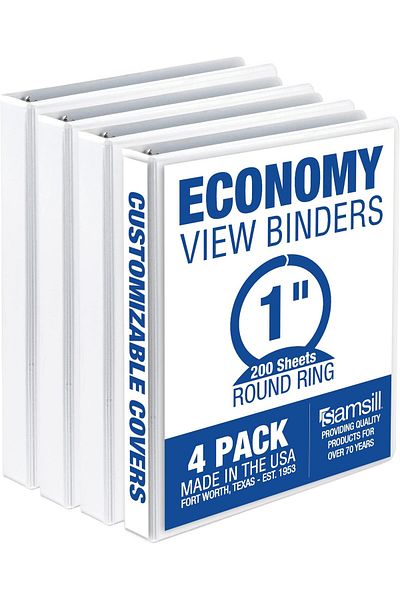 erorex Economy 1.5 Inch 3 Ring Binder Made In The Usa Round Ring Binder Customizable Clear View Cover