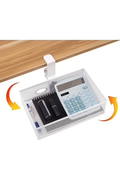 erorex Under Desk Storage Organizer Clamp On Drawer Basket Hanging Desk Storage Tray Under Desk Mount