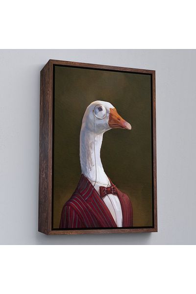 Harita Sepeti Pictură pe pânză Pop Art cu corp uman de gâscă cu ochelari cu ramă albă