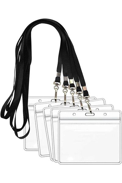 erorex 10Pcs Plastic Name Badge Holders With Lanyard Clear Waterproof Id Badge Holder With Clip Lanyard