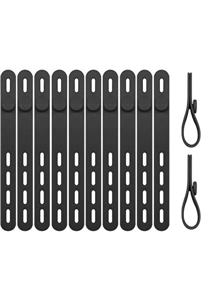 Generic 10 قطع من أربطة الكابلات المصنوعة من السيليكون، أربطة كابلات قابلة لإ...