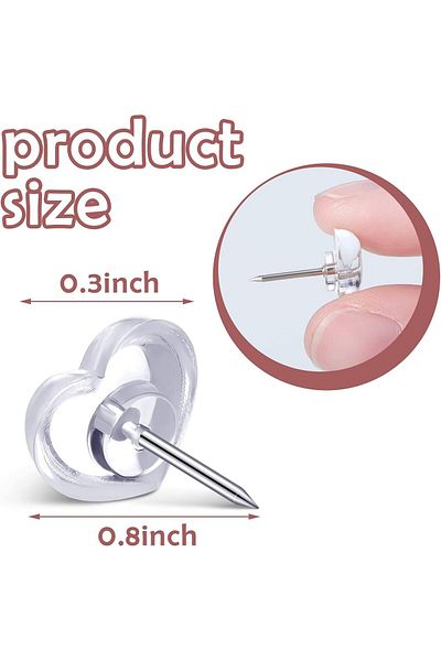 erorex Heart Clear Push Pins For Cork Board Transparent Heart Shaped Thumb Tacks Plastic Decorative Push