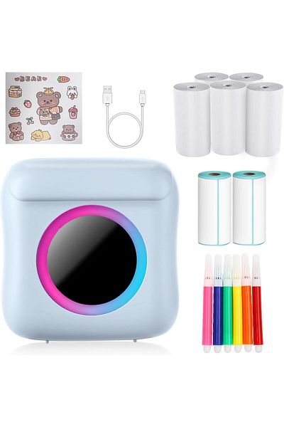erorex Portable Mini Printer Mini Thermal Printer Bluetooth Photo Printer Inkless Pocket Printer With 7