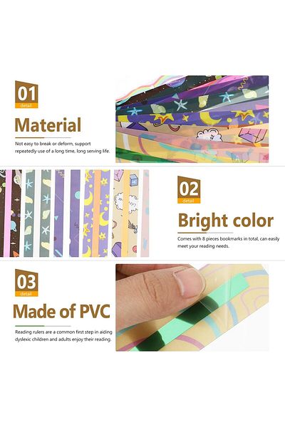 erorex 8 Pack Guided Reading Strips Colorful Highlight Strips Help With Colored Overlay Bookmarks For Kids