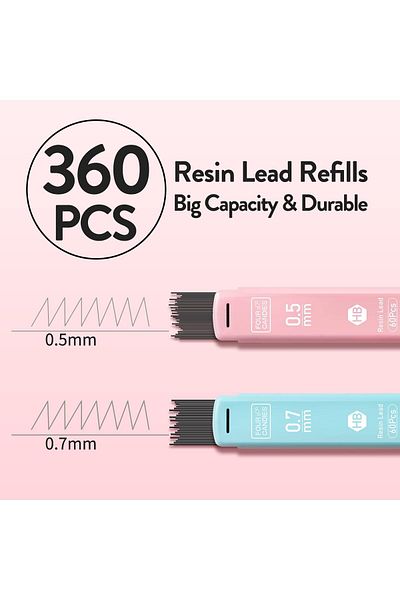 erorex Mechanical Pencil Set 6Pcs Pastel Pencils 0.5Mm And 0.7Mm With 360Pcs Hb Pencil Leads 3Pcs Erasers