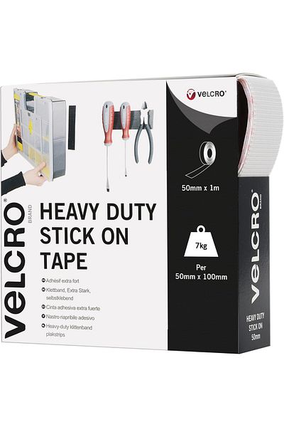 erorex Heavy Duty Stick On White Tape 50Mm X 1M Hook And Loop Tape Self Adhesive Strips Fastener Roll
