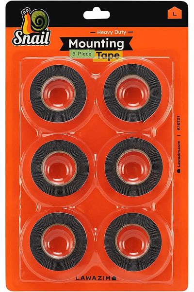 erorex Snail Double Sided Mounting Tape 6 Piece 1.8Cmx2M Waterproof Weather Resistant Removable Reusable