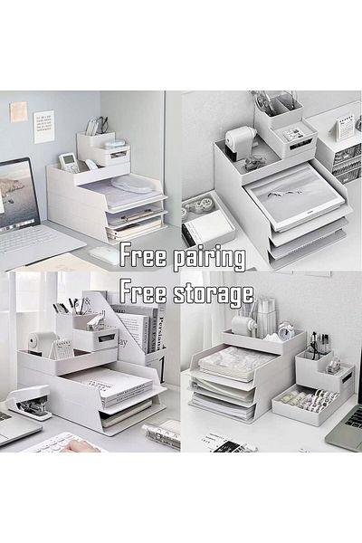 erorex Office Desktop Organizer Paper File Rack With Pen Holder Desk Organizer Paper Sorter Holder With