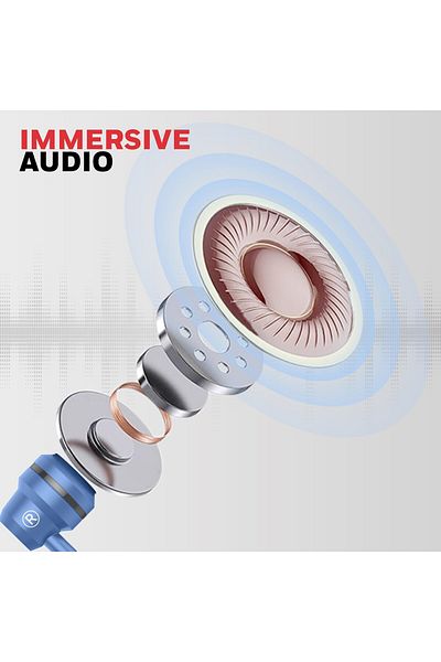 erorex Moxie V50 Wired Earphones With Built In Mic 10Mm*2 Drivers Passive Noise Cancellation Deep Bass &