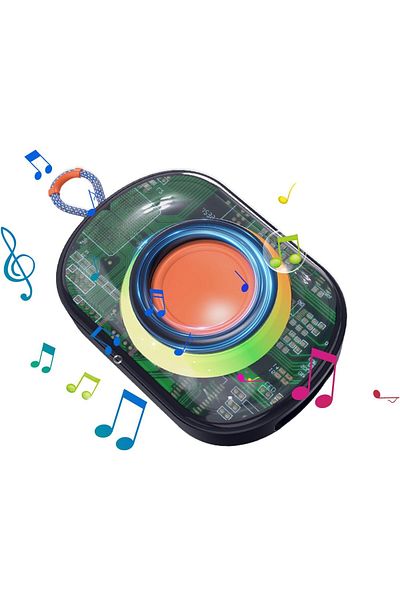 erorex مكبر صوت لاسلكي بمقبض 5 وات من جلد البولي يوريثان 4G مع شعار مكتوب باللون الأسود
