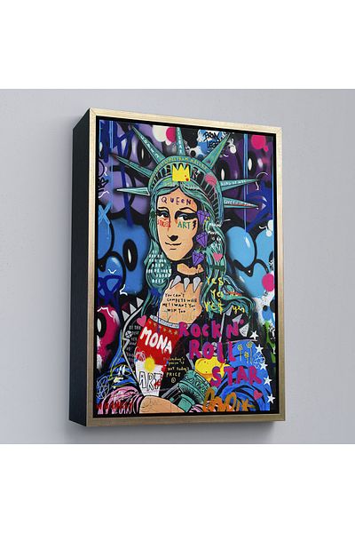 Harita Sepeti Pictură de perete Mona Lisa Grafitti Pop Art cu cadru auriu