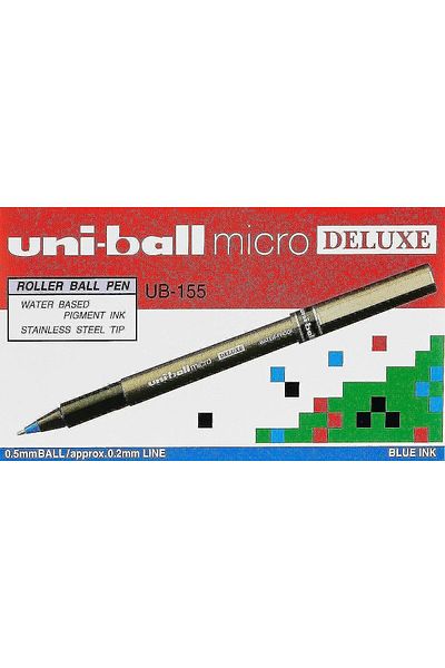 erorex Ub155 Micro Deluxe Rollerball Pen Ultra Fine 0.5Mm Tip 0.2Mm Line Blue Ref Ub155Blu Pack Of 12