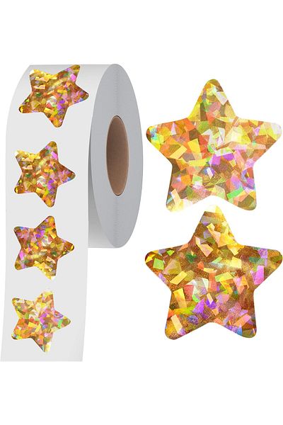 erorex 500 Pcs Holographic Glitter Star Stickers Self Adhesive Metallic Silvery Foil Stickers Reflective