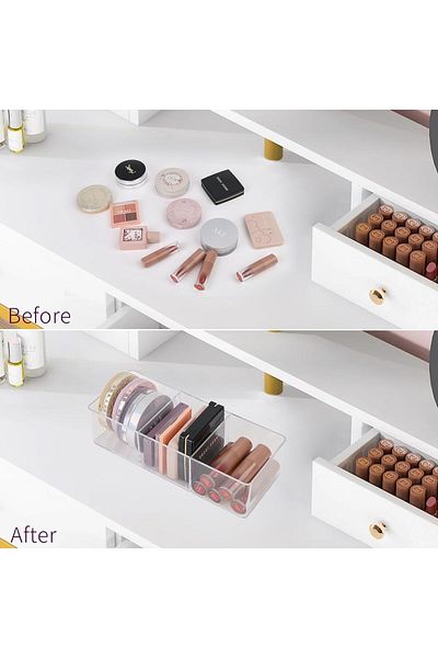 erorex 2Pcs Stackable Clear Drawer Organizers Acrylic Drawer Storage Tray Versatile Bathroom And Vanity