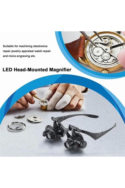 erorex Led Head Mounted Magnifier Headband Magnifying Glasses With Led Light Jewelry Loupe With 4