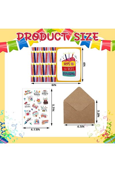 erorex 20 Styles Set Unique Happy Birthday Card Assorted Bulk With Blank Envelopes 2Sheets Stickers ​4 X 6