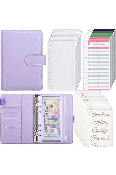 erorex 12 Pcs Budget Binder With Zipper Cash Envelopes For Budgeting Cash Money Organizer With Label