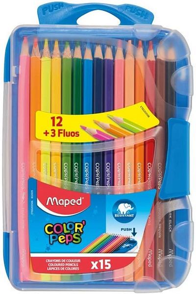 erorex M832035 Smart X12 + X3 Fluo Crayons Color Peps Box 12 Pcs With 3 Complimentary Complex Yellow