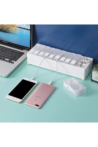 erorex Plastic Cable Management Box Cable Management Box Cable Organizer Storage Box Removable Partition