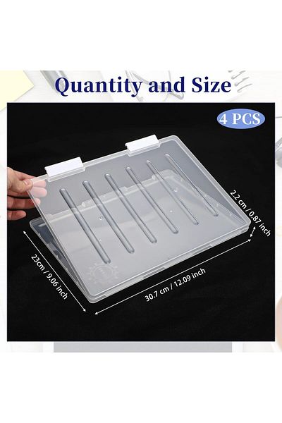 erorex 4 Pcs Portable Project Case Clear A4 File Box Transparent File Slim Cases Plastic Storage File