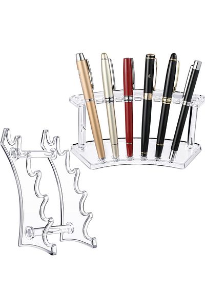 erorex 2 Pieces Plastic Pen Holder Stand 6 Slot 2 Kinds Vertical And Horizontal Pen Display Stand Rack
