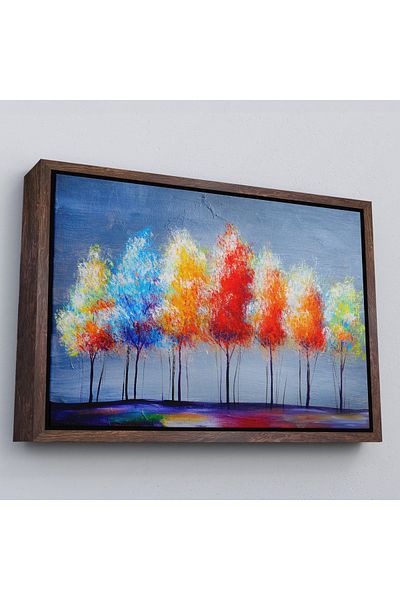 Harita Sepeti Arbori colorați în cadru alb Vizualizare pictură în ulei Pictură decorativă pe pânză