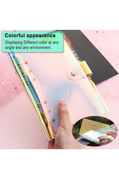 erorex 2 Pcs A5 Rainbow Soft Pvc Notebook Binder Refillable Paper Pvc Binder Loose Leaf Personal Planner