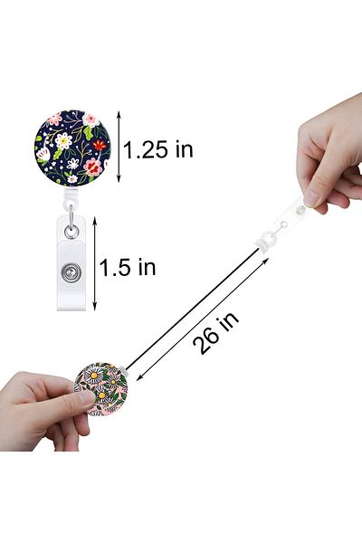 erorex 4 Pieces Flower Retractable Badge Holders With Alligator Clip Inspirational Id Name Badge Holders