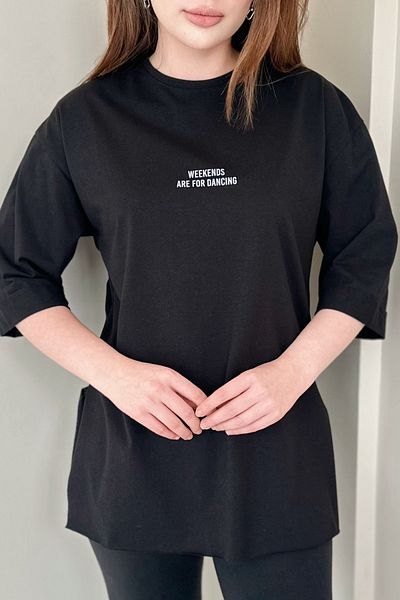 Gizce Weekends Black T-Shirt