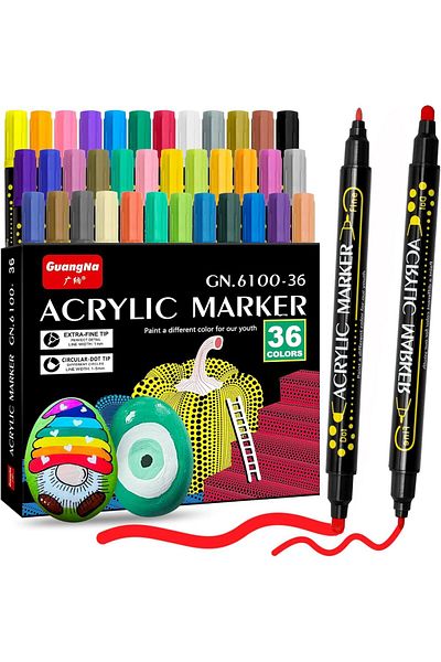 erorex Paint Markers Paint Pens Dual Tip Acrylic Paint Pens Ideal For Wood Rock Painting Canvas Stone