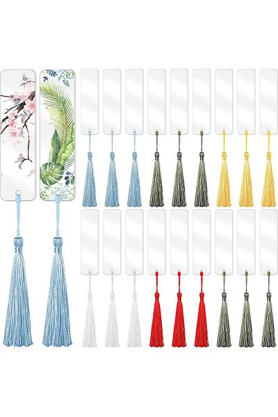 erorex 60 Pcs Acrylic Bookmark Blanks 30Pcs Clear Acrylic Craft Bookmarks With 30 Pieces Colorful Tassel