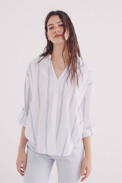 Springfield Knotted Blouse In Cotton Hem