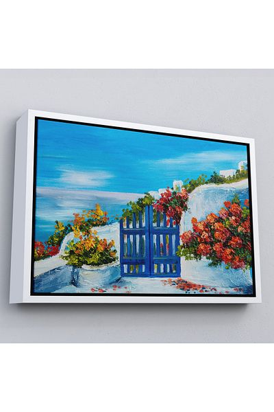 Harita Sepeti Pictură de perete de grădină cu vedere la mare cu cadru alb