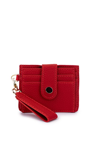 minebag Women's Card Holder Red Faux Leather Shoes Mn100