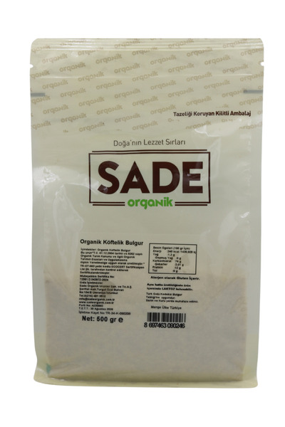 Sade Organik Köftelik Bulgur 500 Gr