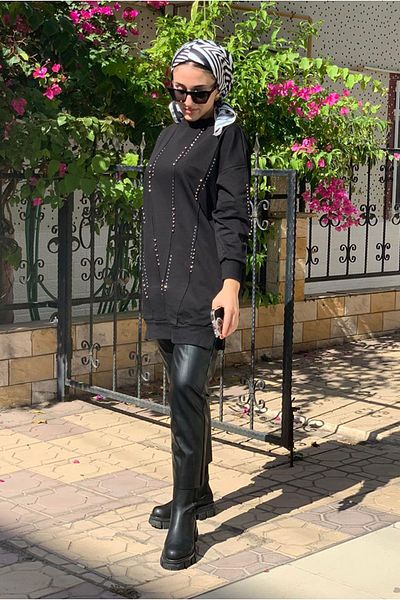 Moda Rosa 24K4163 - BLACK - STONE STYLE SWEAT