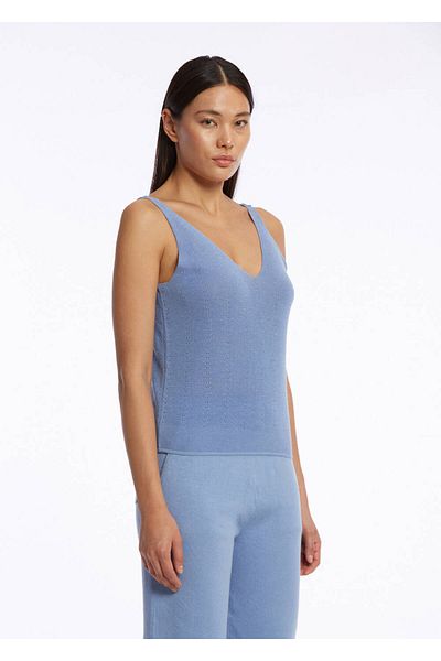 Knitss Tricotaj din amestec de bumbac organic Top Albastru