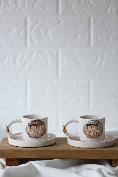 Genel Markalar 2'li Ramazan Fenerli El Yapımı 24K Detaylı Seramik Türk Kahves...